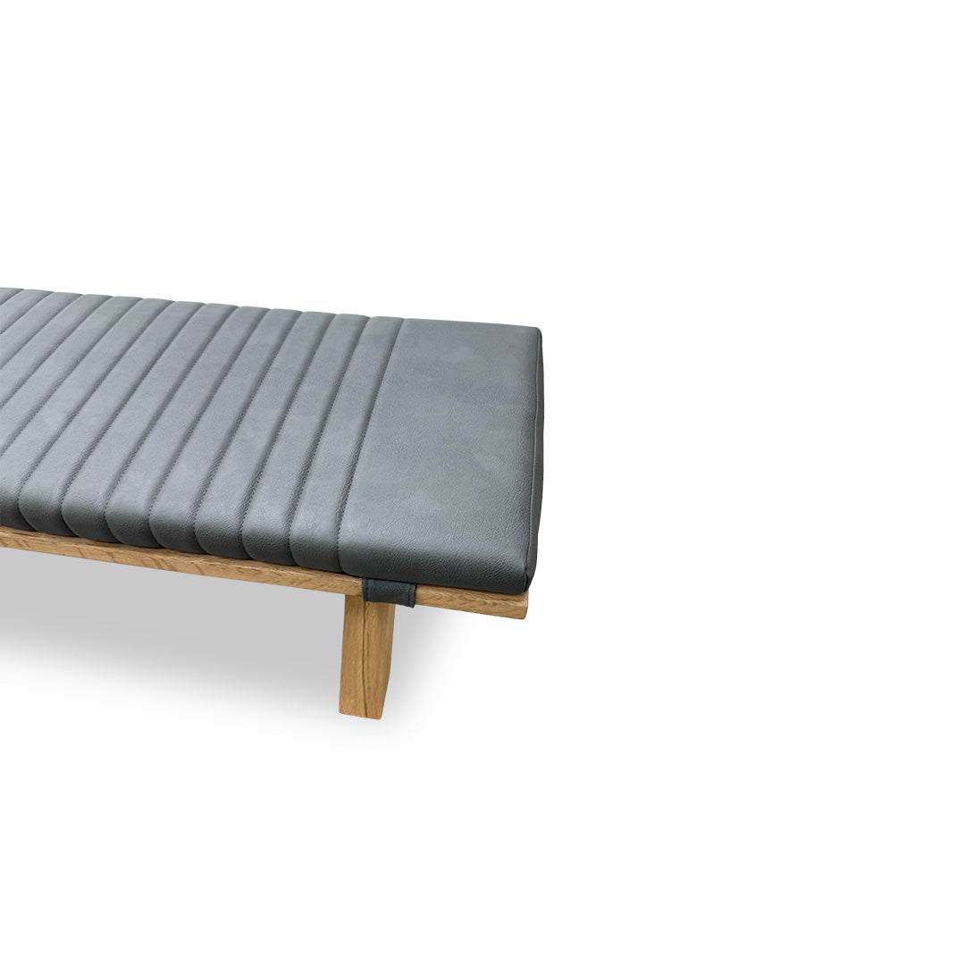 Bodahl 'Loki' 52 Natural Bianca Solid Oak 140cm Dining Bench with All Wooden X-Shaped Legs + Grey Bench Pad
