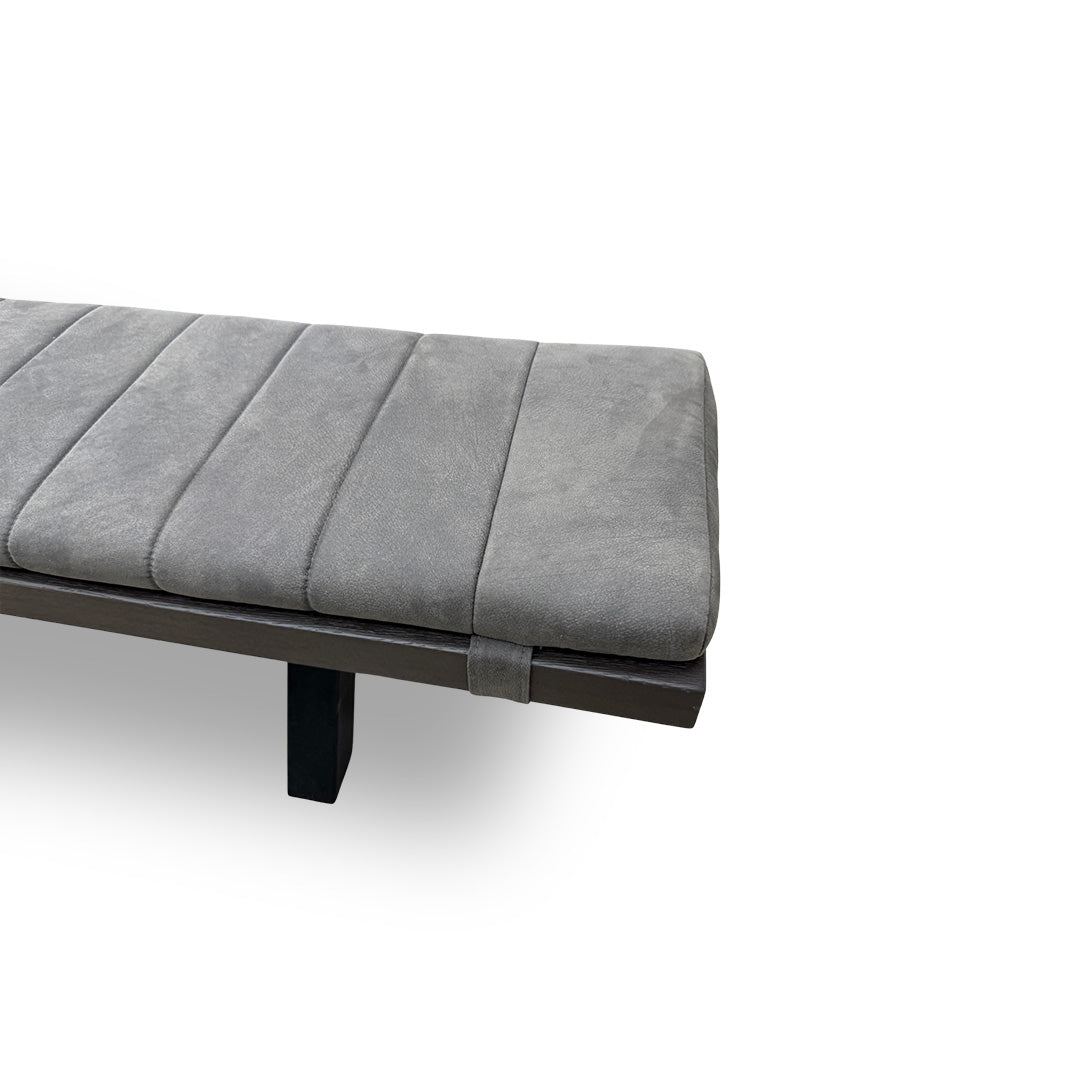 Bodahl 'Terra' 02 Smoked Solid Oak 220cm Dining Bench with Metal X-Shaped Legs + Grey Bench Pad