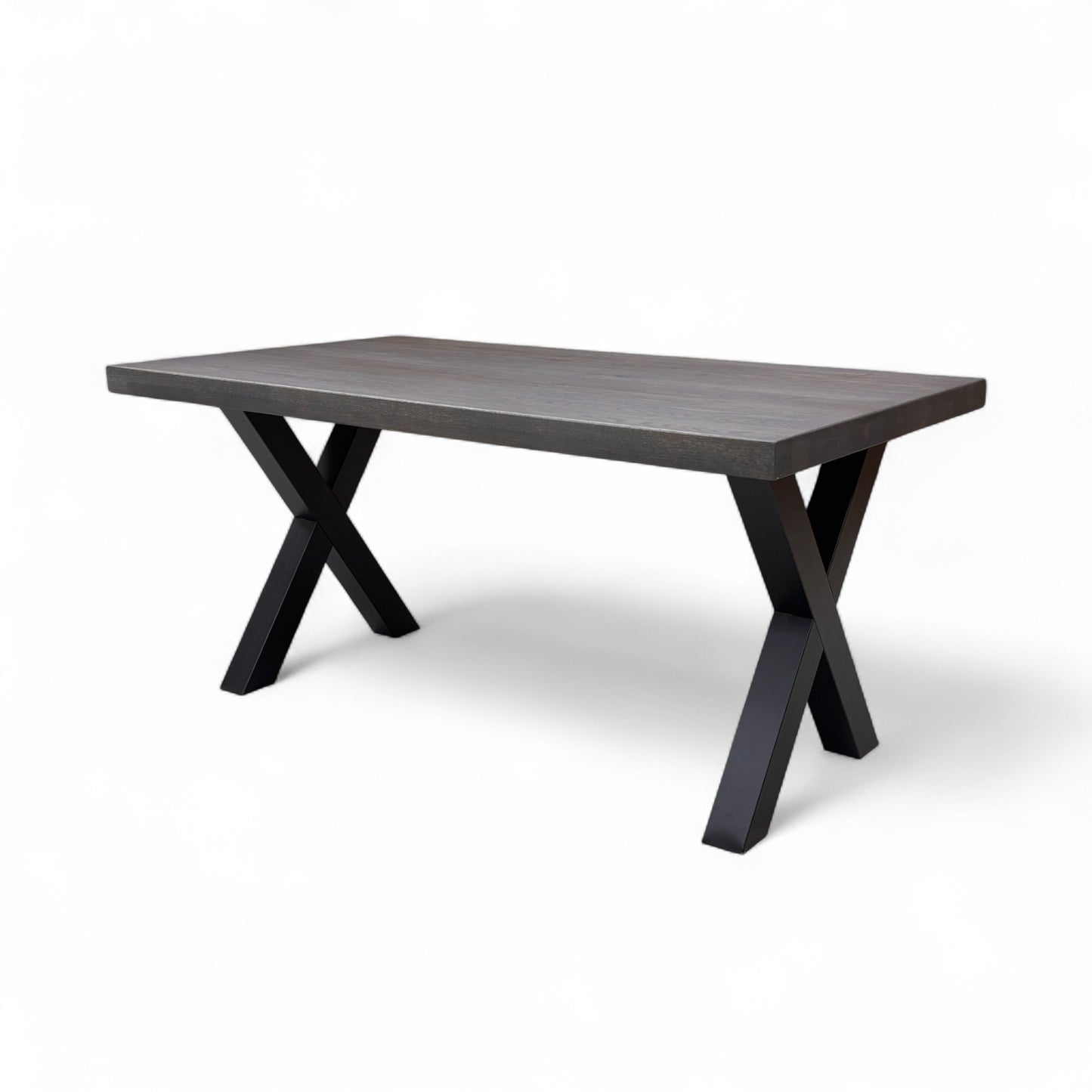 Bodahl Compact ‘Terra’ 02 Smoked Solid Oak Straight Edge 160cm Dining Table with Metal X-Shaped Legs