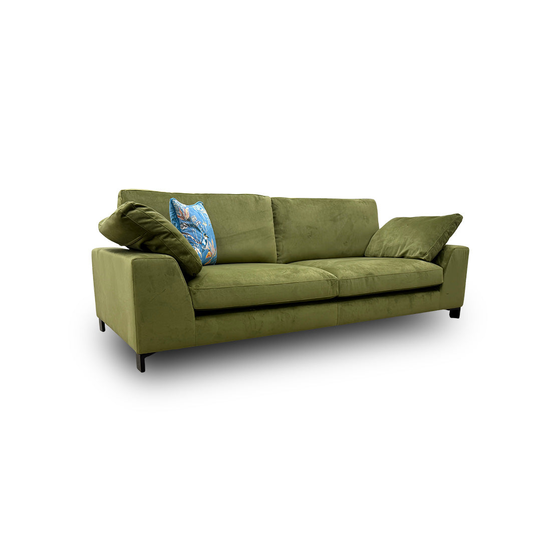 'Euphoria' Olive Sensual Velvet 4 Seater Sofa