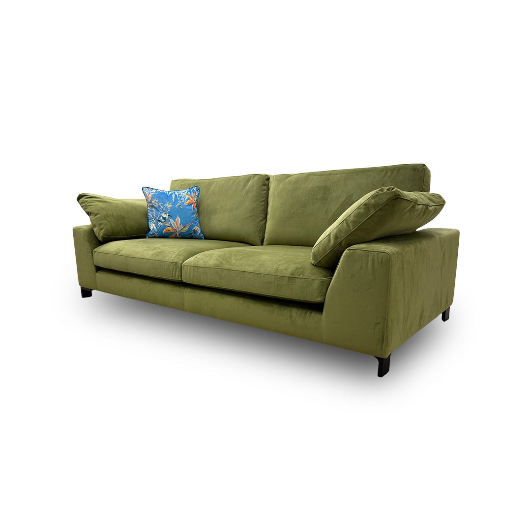 'Euphoria' Olive Sensual Velvet 4 Seater Sofa