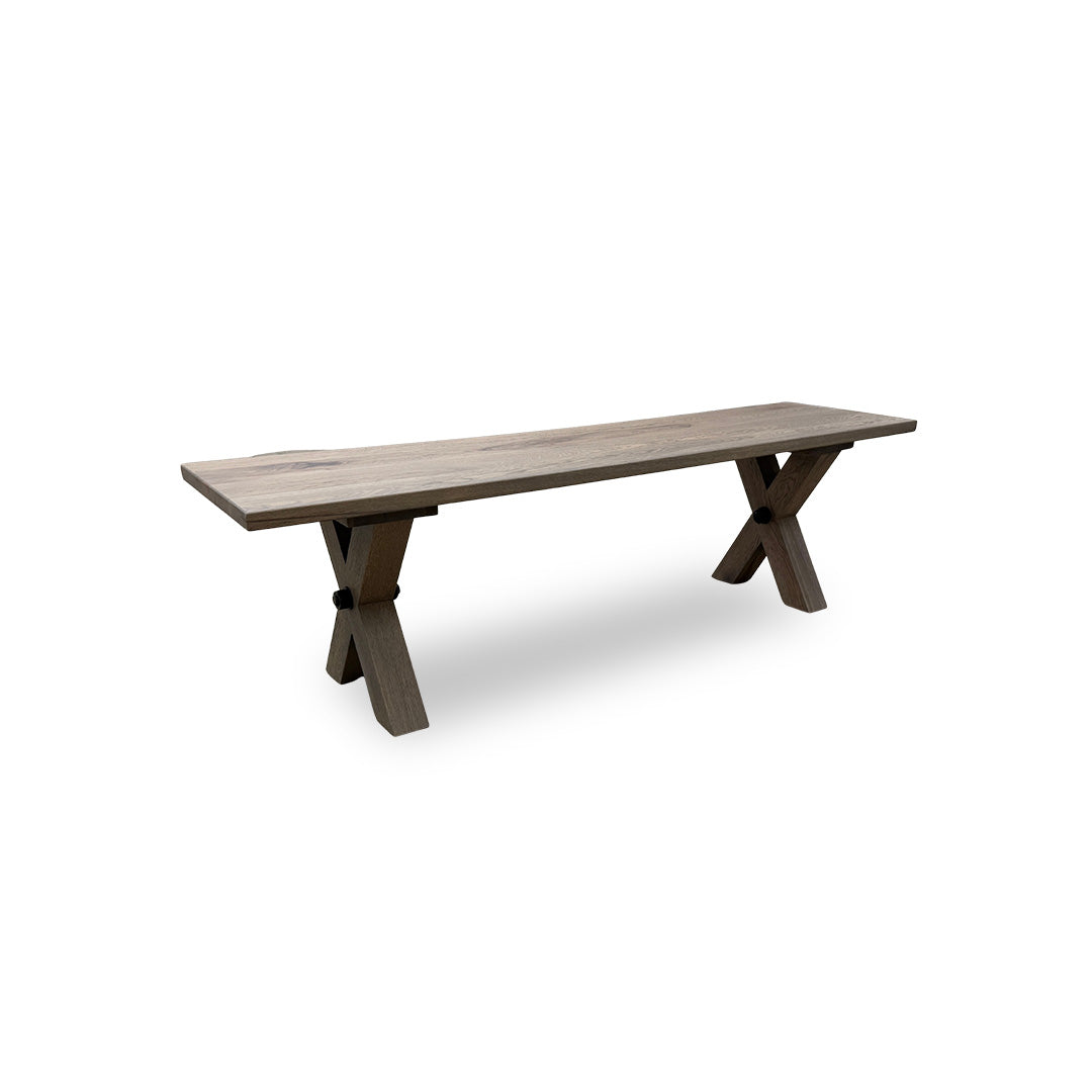 Bodahl 'Loki' 08 Vintage Grey Solid Oak 160cm Dining Bench with All Wooden X-Shaped Legs