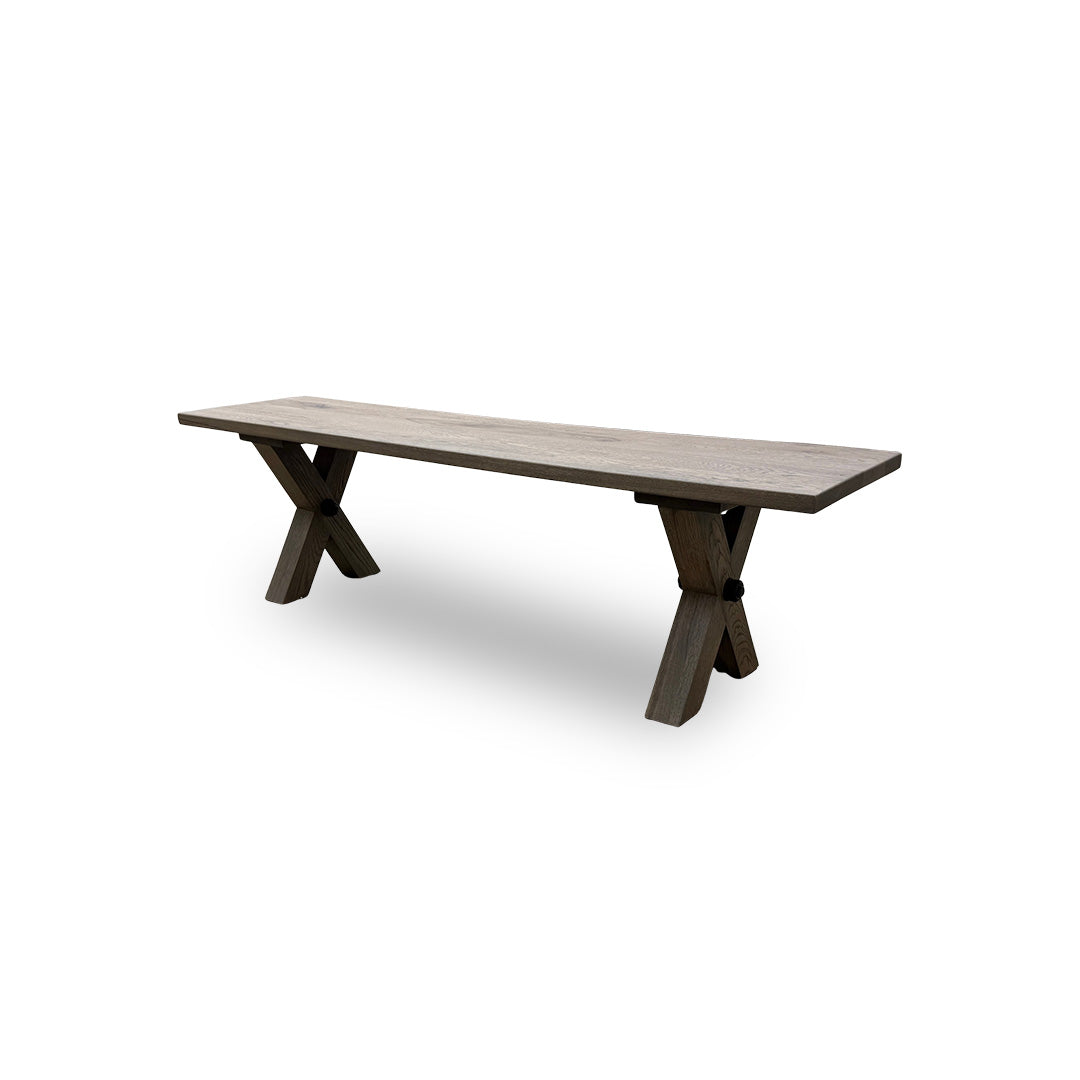 Bodahl 'Loki' 08 Vintage Grey Solid Oak 160cm Dining Bench with All Wooden X-Shaped Legs