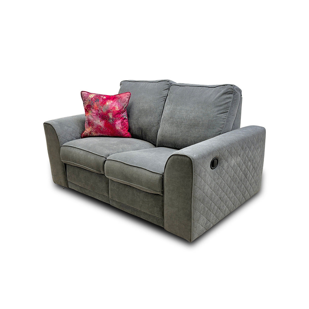 ‘Orka’ Plaza Linen Graphite Manual Recliner 2 Seater Sofa