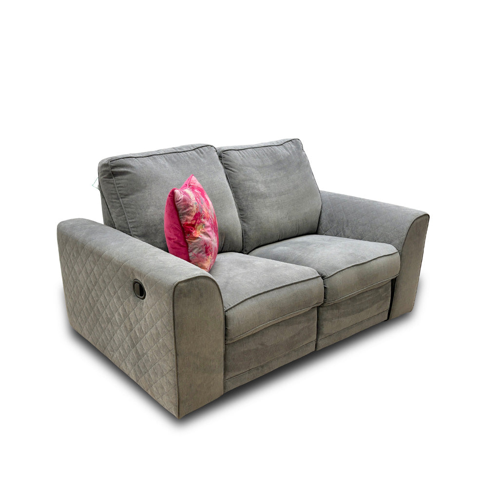‘Orka’ Plaza Linen Graphite Manual Recliner 2 Seater Sofa