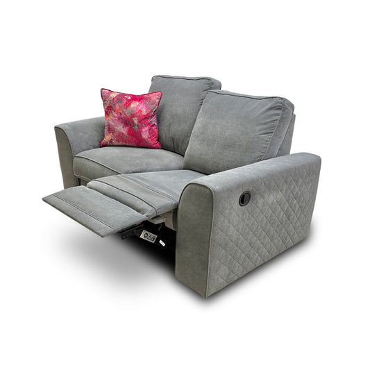 ‘Orka’ Plaza Linen Graphite Manual Recliner 2 Seater Sofa