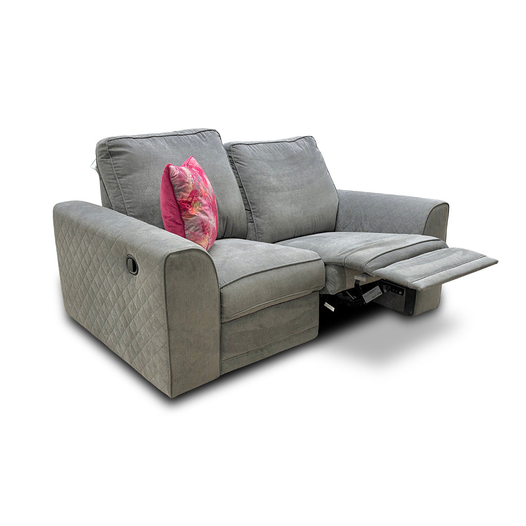 ‘Orka’ Plaza Linen Graphite Manual Recliner 2 Seater Sofa