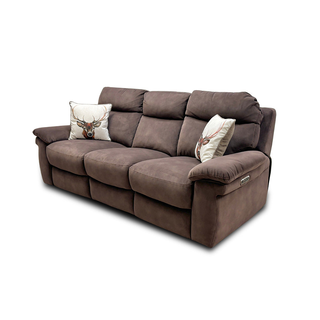 Comfort Story 'Serene' Dark Brown Dexter Velvet 3 Seater Power Recliner Sofa with Power Headrests and Power Lumbar