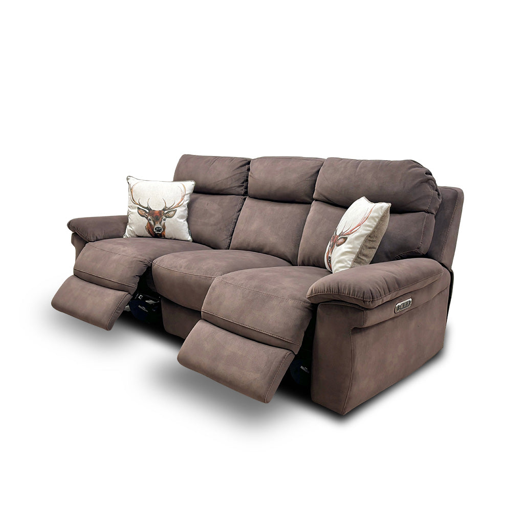 Comfort Story 'Serene' Dark Brown Dexter Velvet 3 Seater Power Recliner Sofa with Power Headrests and Power Lumbar