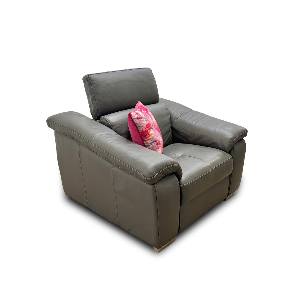 Nicoletti 'Galileo’ Torello Grigio Scuro 327 Ch Leather Armchair