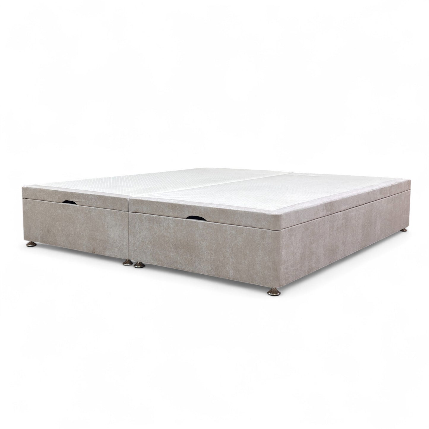 'Finesse' Oatmeal Fabric Double End Lift Ottoman Base Only - King