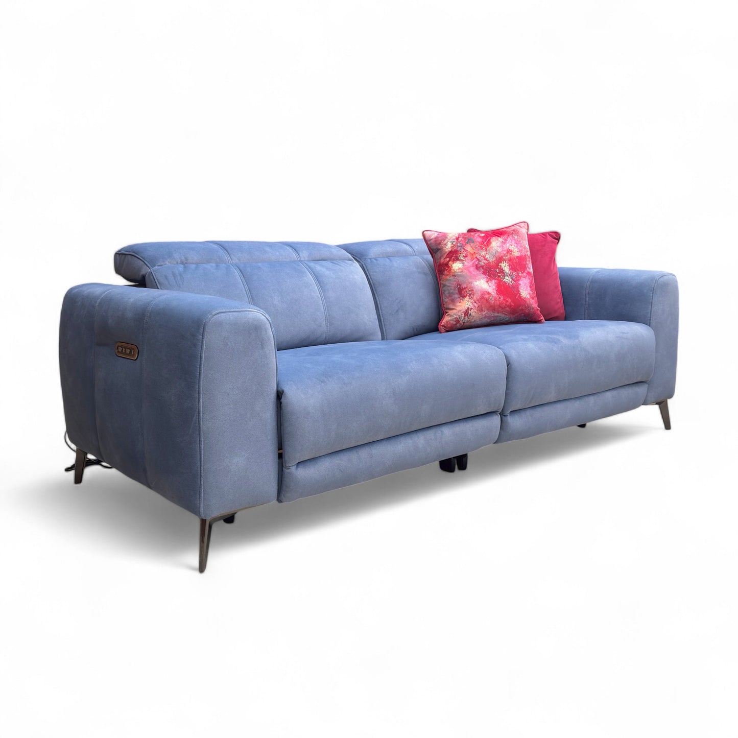 'Ezra' Dexter 43525 Wave Velvet 3 Seater Power Recliner Sofa with Power Headrests