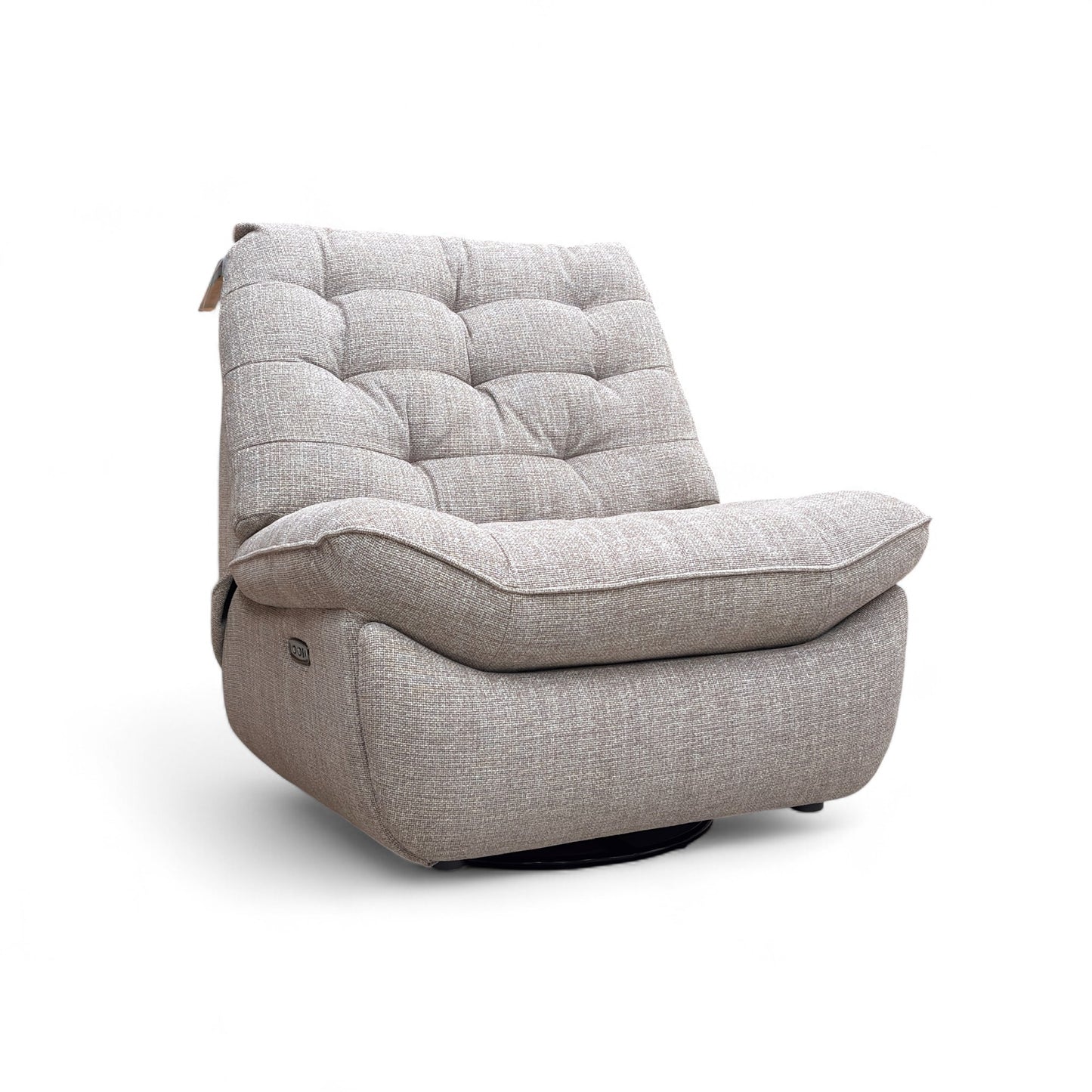 'Ozzy' Fab-Ska-R28 Beige Woven Fabric Swivel Rocker Power Recliner Chair