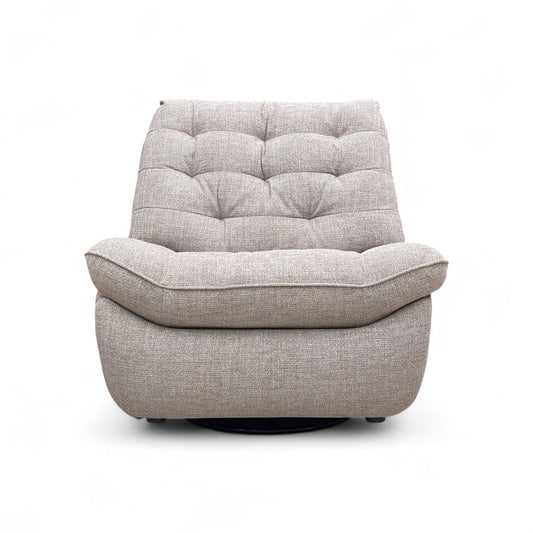 'Ozzy' Fab-Ska-R28 Beige Woven Fabric Swivel Rocker Power Recliner Chair