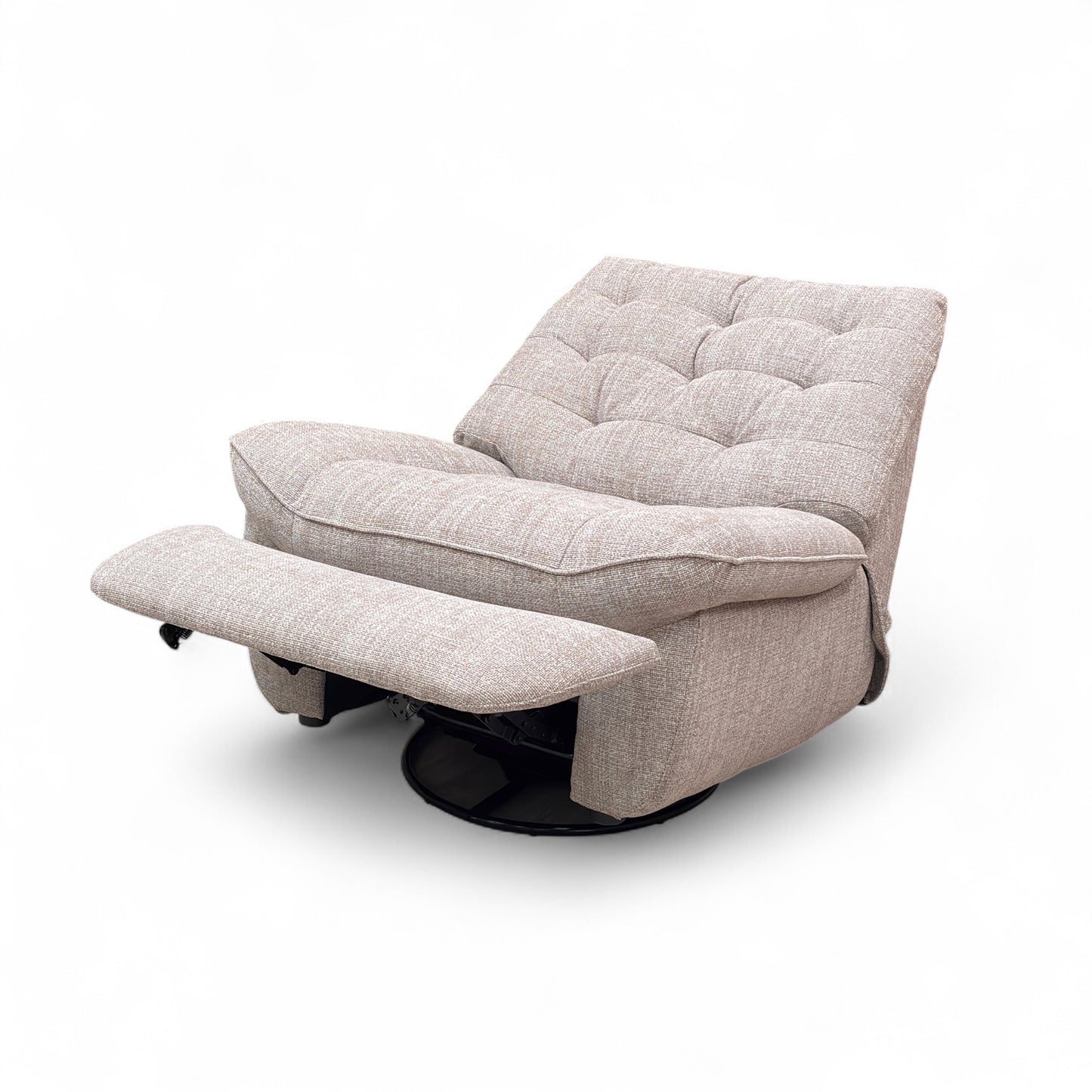 'Ozzy' Fab-Ska-R28 Beige Woven Fabric Swivel Rocker Power Recliner Chair