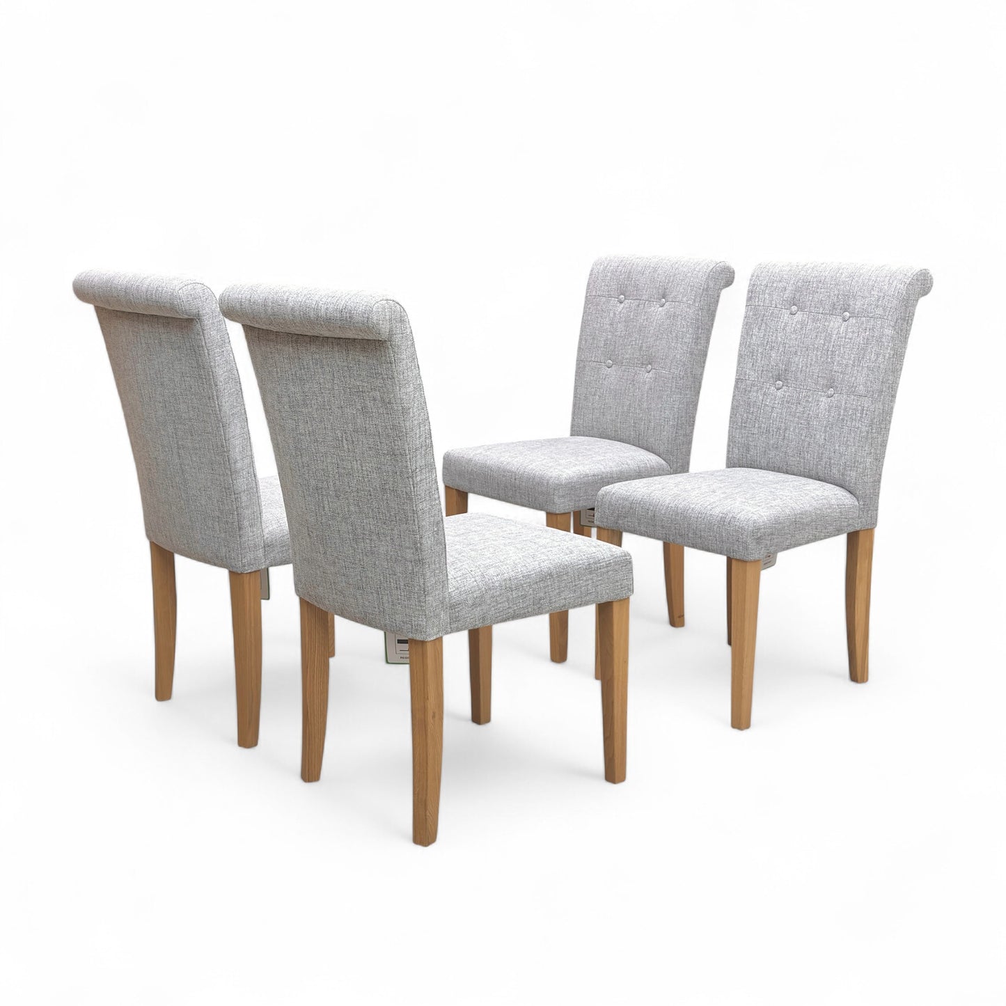 'Augusta' Mist Fabric Roll Back Upholstered Dining Chairs - Set of 4