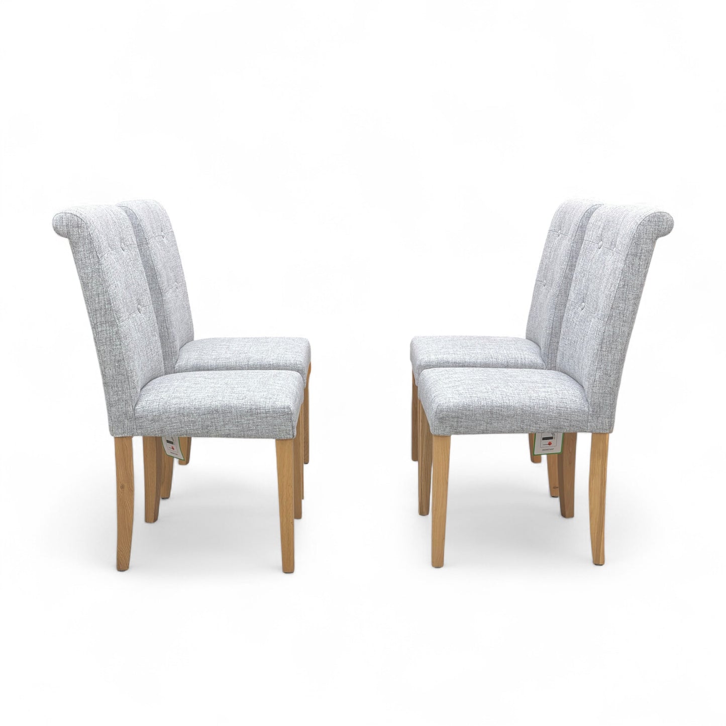 'Augusta' Mist Fabric Roll Back Upholstered Dining Chairs - Set of 4