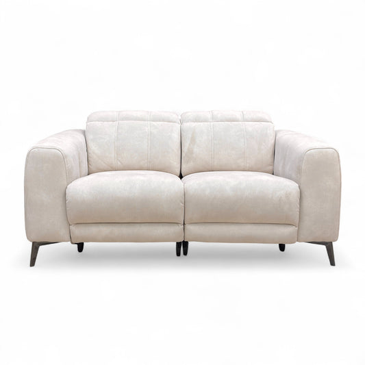 'Ezra' Dexter 43501 Ivory Velvet 2 Seater Power Recliner Sofa with Power Headrests