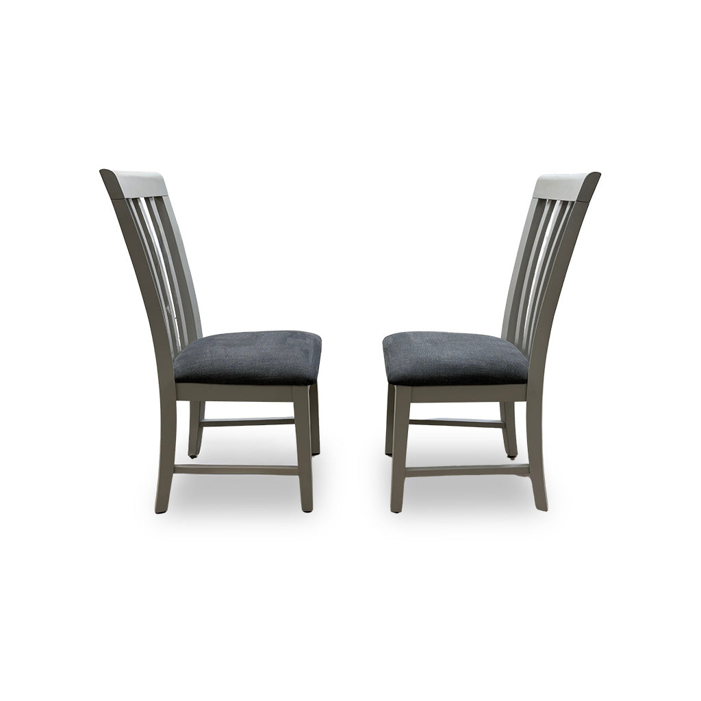 Furnitureland ‘Hamilton’ Grey-painted Finish Pair of Wooden Dining Chairs