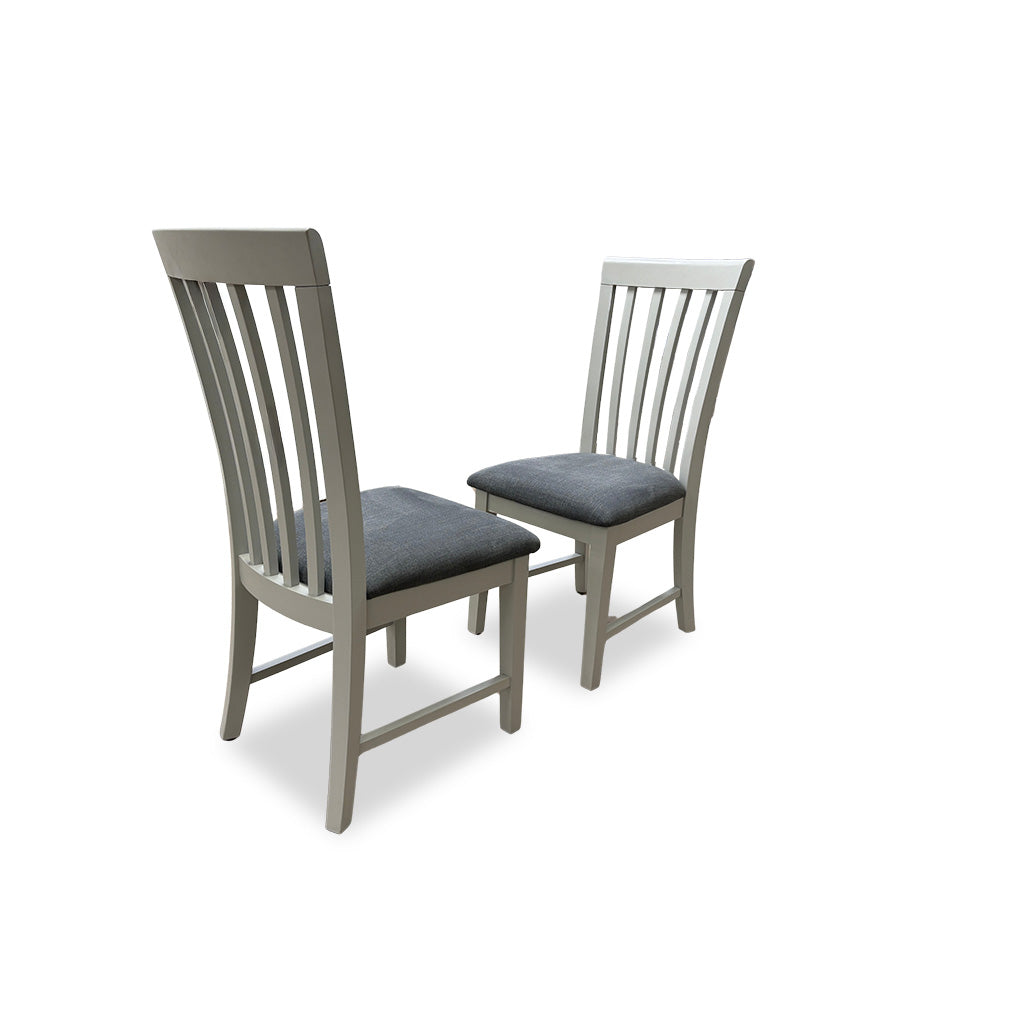 Furnitureland ‘Hamilton’ Grey-painted Finish Pair of Wooden Dining Chairs