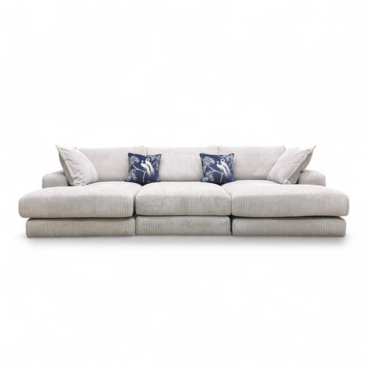 'Rest' Pewter Rest Chord Small Double Ended Chaise Sofa + Footstool