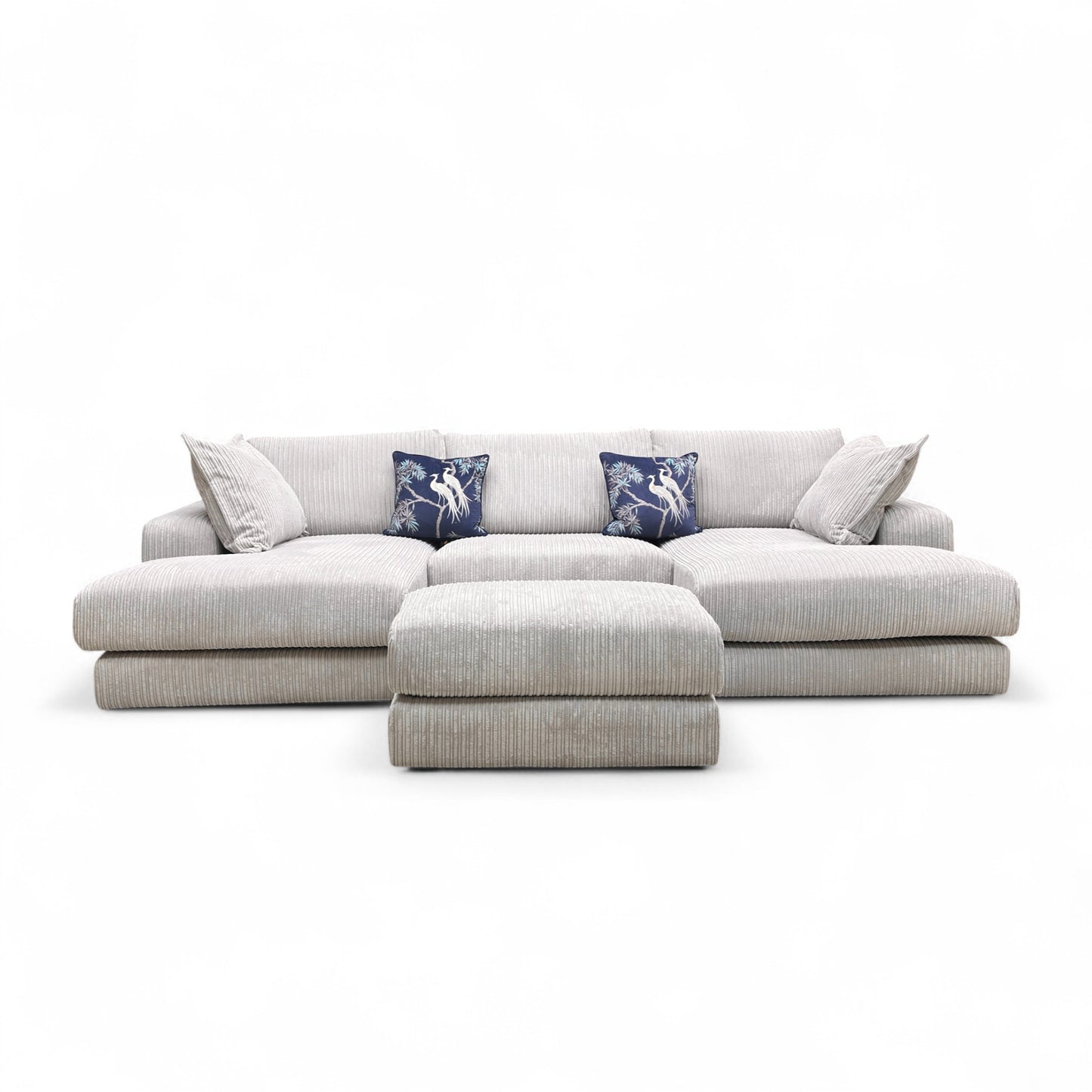 'Rest' Pewter Rest Chord Small Double Ended Chaise Sofa + Footstool