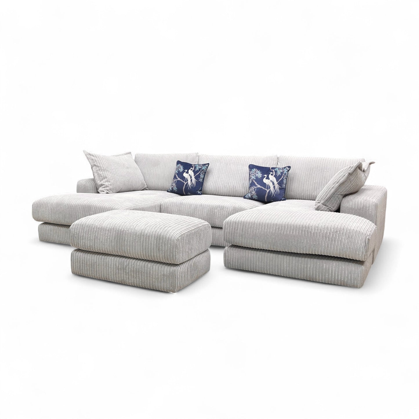 'Rest' Pewter Rest Chord Small Double Ended Chaise Sofa + Footstool