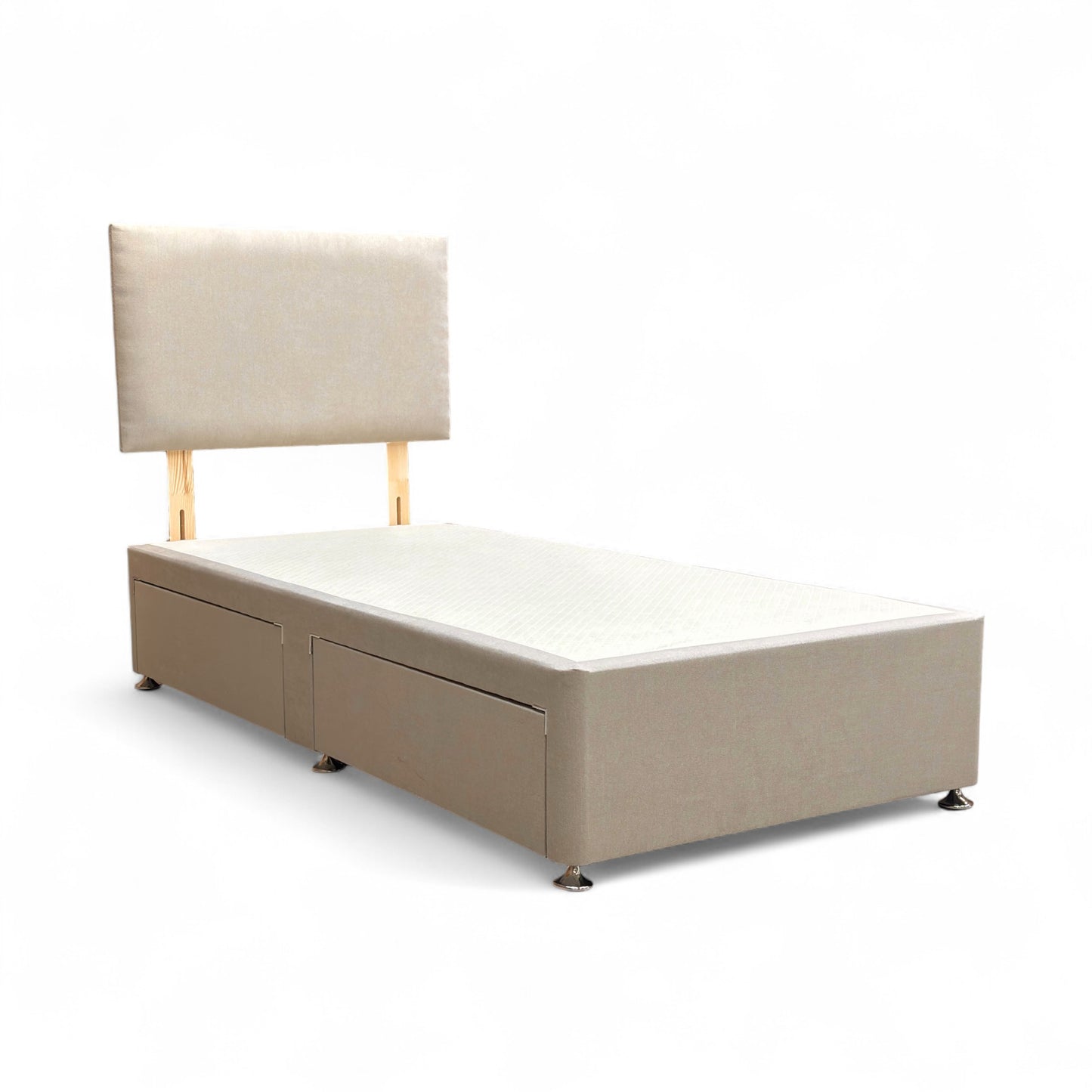 ‘Roma’ Venice Mink Velvet Headboard + 2 Draw Divan Base - Single