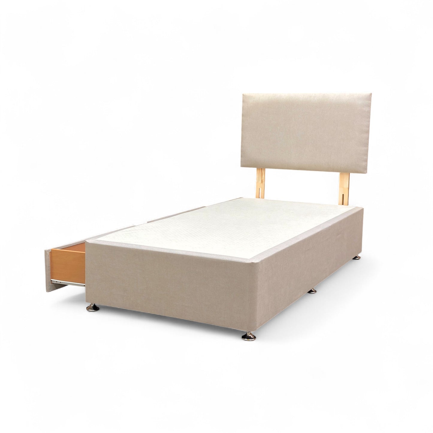 ‘Roma’ Venice Mink Velvet Headboard + 2 Draw Divan Base - Single