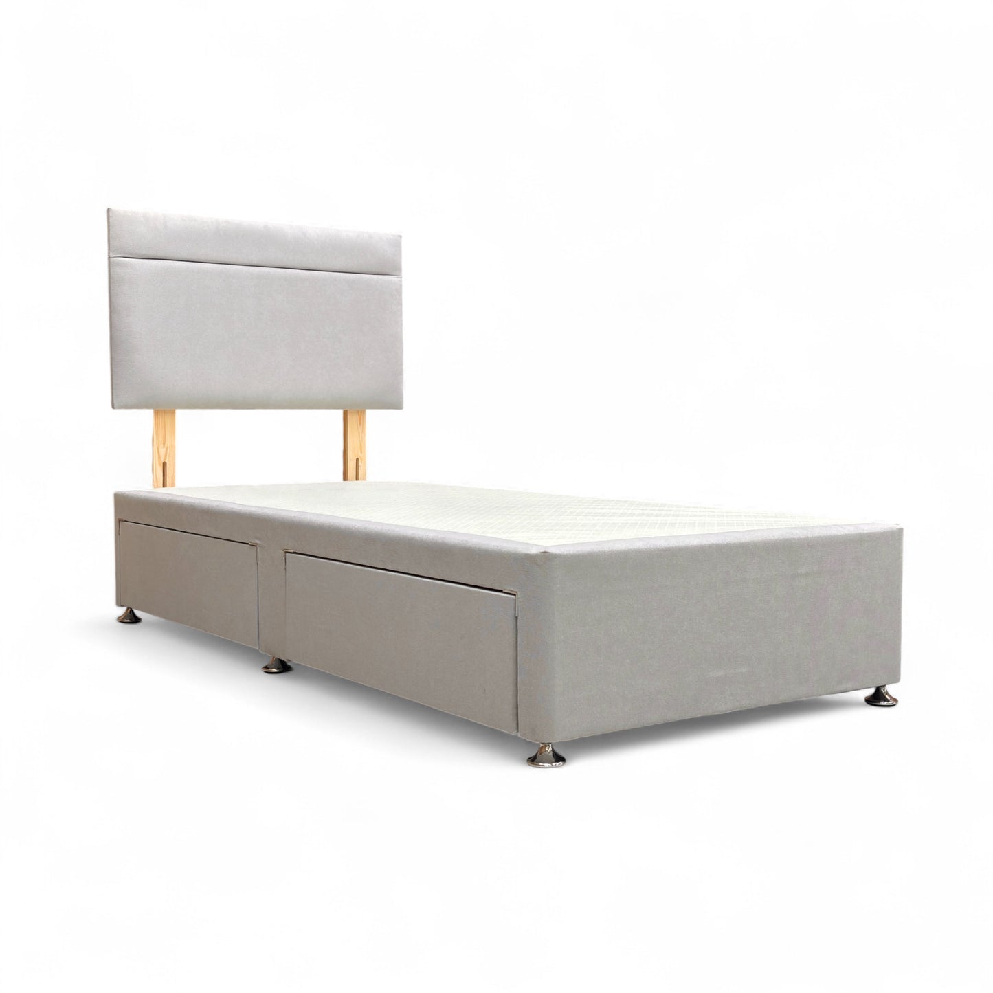 ‘Capella' Venice Silver Velvet Headboard + 2 Draw Divan Base - Single
