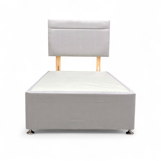 ‘Capella' Venice Silver Velvet Headboard + 2 Draw Divan Base - Single