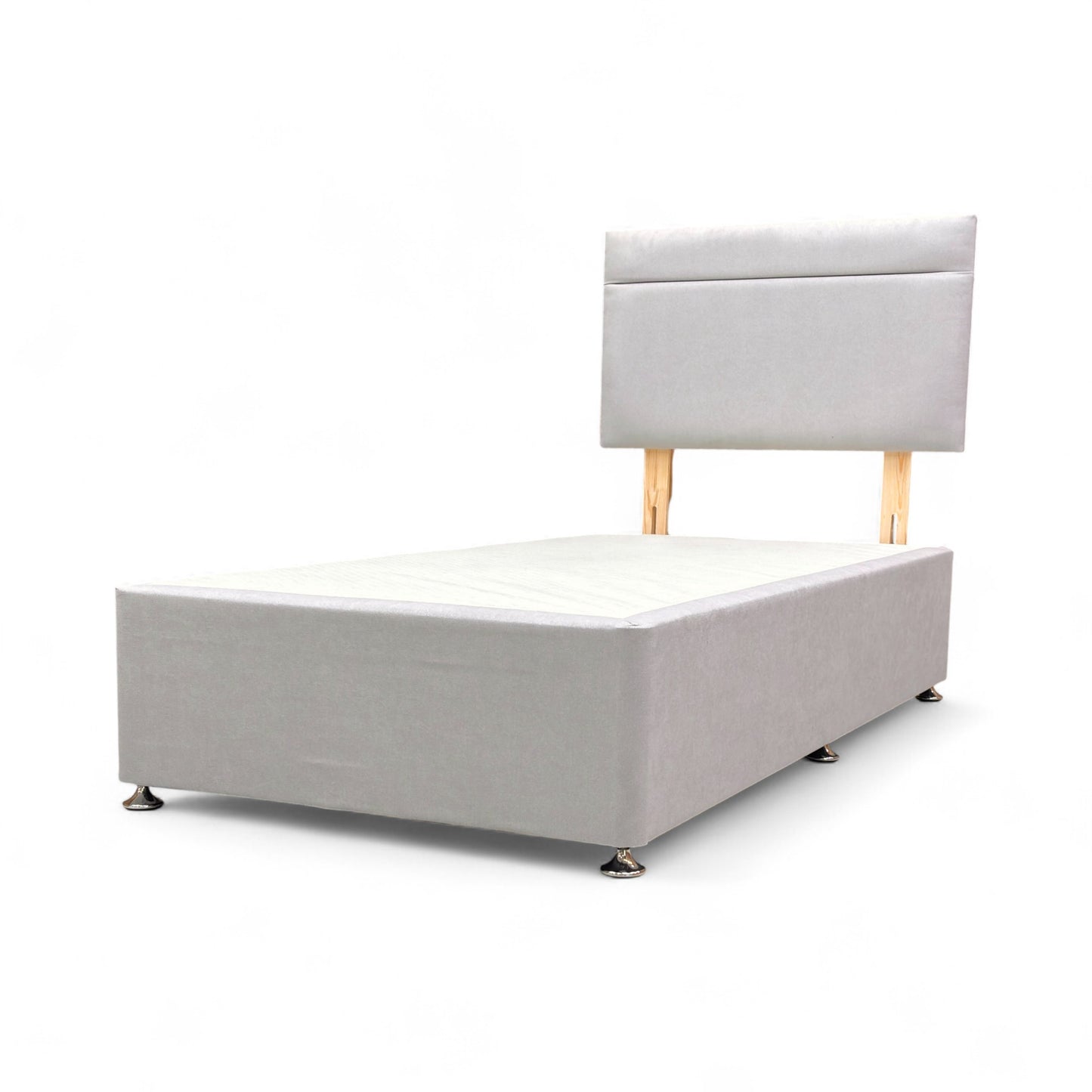 ‘Capella' Venice Silver Velvet Headboard + 2 Draw Divan Base - Single