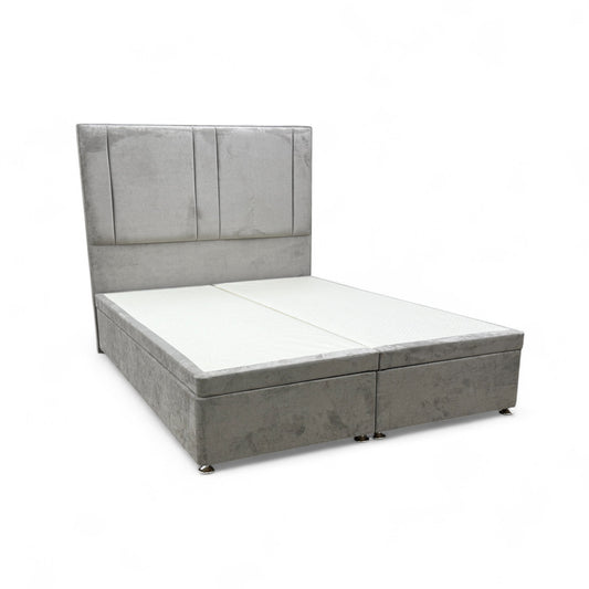 'Pegasus' Milan Nickel Velvet Floor Standing Headboard + Double End Lift Base Electric Adjustable Bed - King