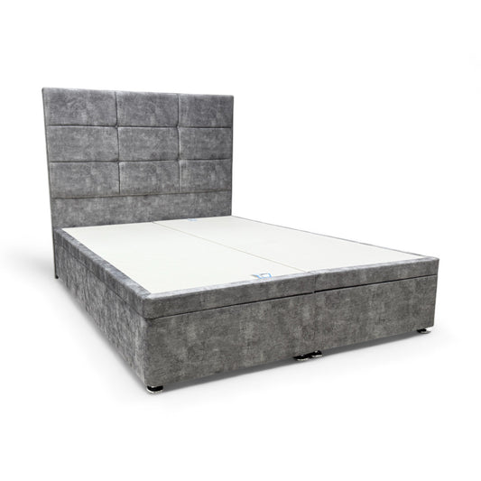 'Mumbai' Marble Grey Velvet King Electric Adjustable Bed with Ottoman Storage - King