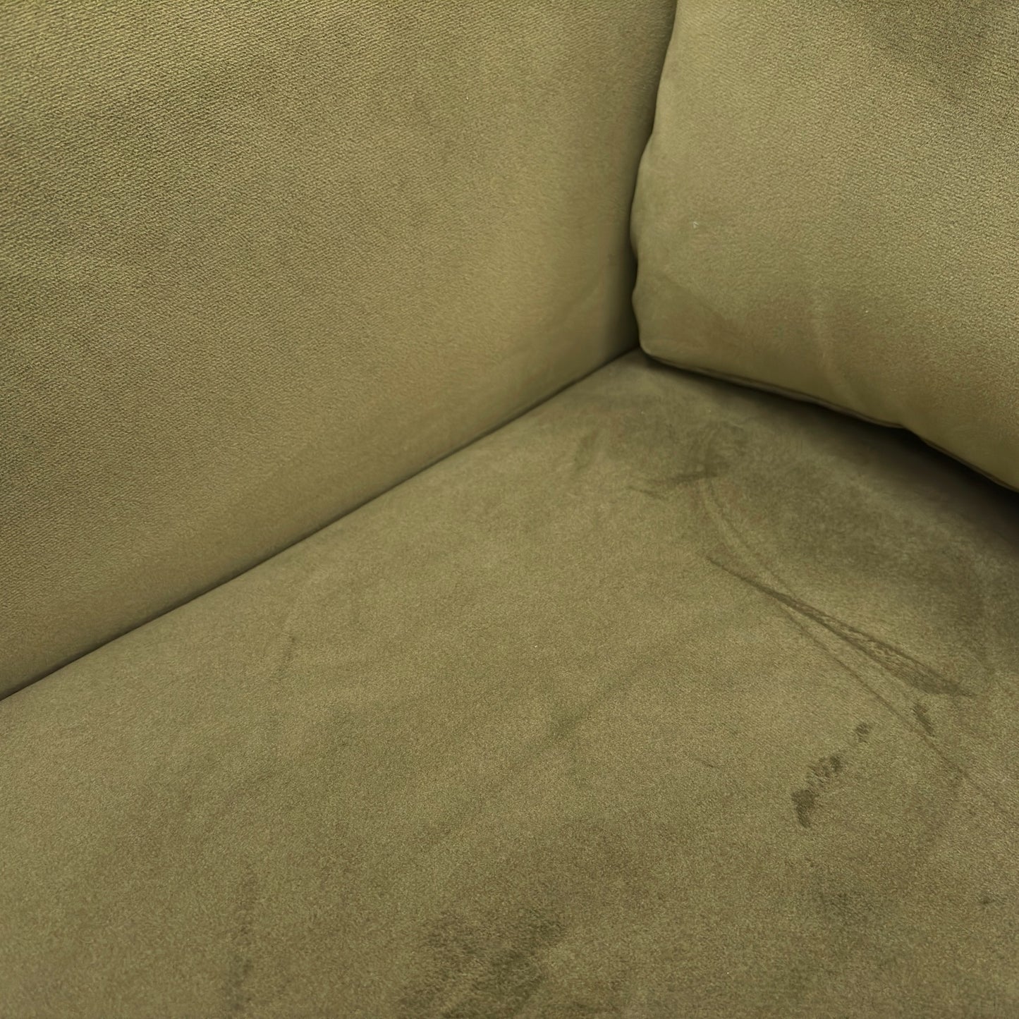 ‘Dawson’ Khaki Dawson Velvet 2 Seater Sofa + ‘Ava’ Khaki Ava Velvet Storage Footstool