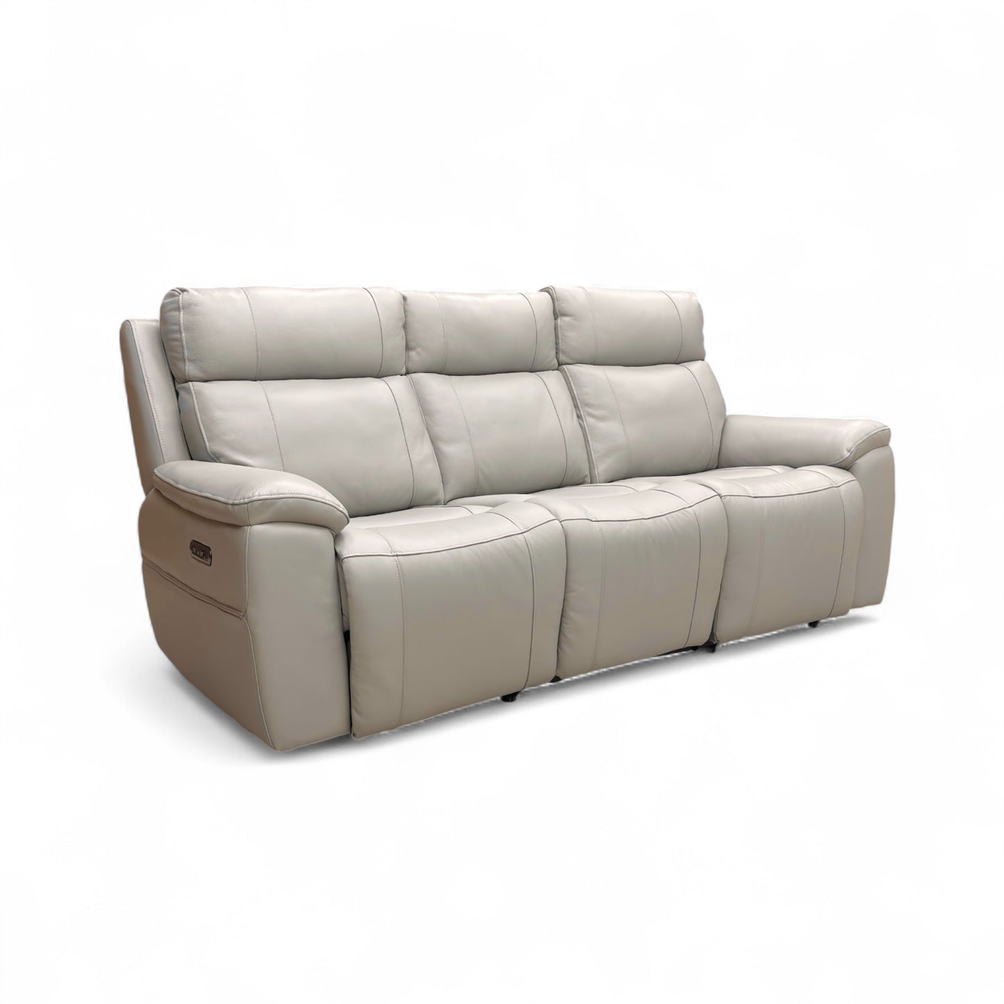 ‘Aero’ Light Grey Cat-40:27 Leather 3 Seater Power Recliner Sofa with Power Headrests