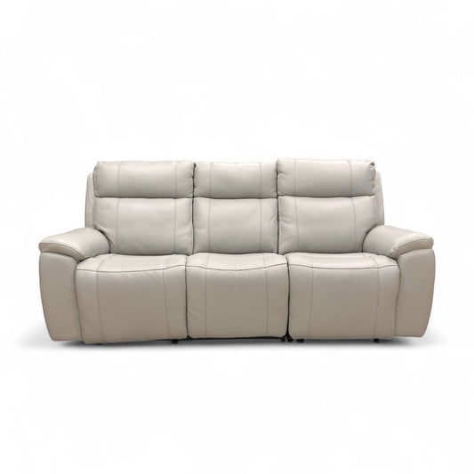 ‘Aero’ Light Grey Cat-40:27 Leather 3 Seater Power Recliner Sofa with Power Headrests