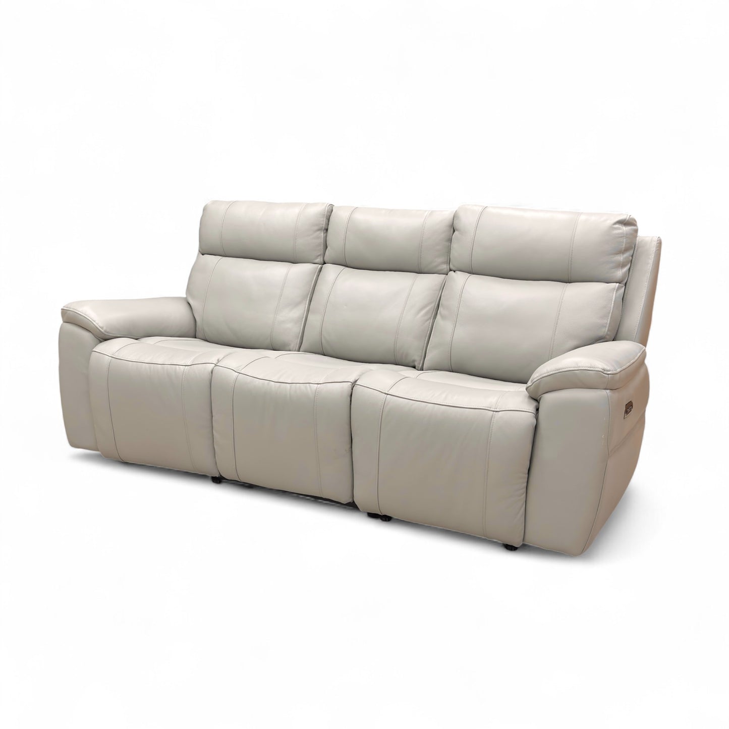 ‘Aero’ Light Grey Cat-40:27 Leather 3 Seater Power Recliner Sofa with Power Headrests
