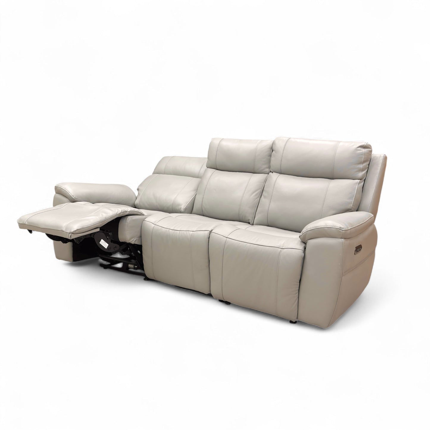 ‘Aero’ Light Grey Cat-40:27 Leather 3 Seater Power Recliner Sofa with Power Headrests