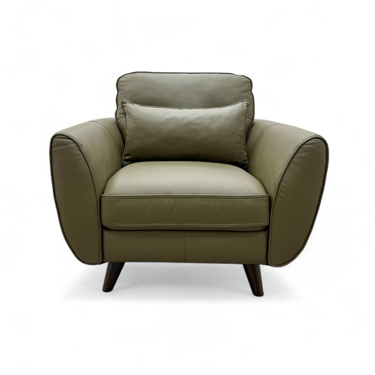 'Ava' Khaki Leather Armchair
