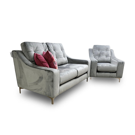 ‘Ava’ Asphalt Ava Velvet 2 Seater Sofa + Armchair
