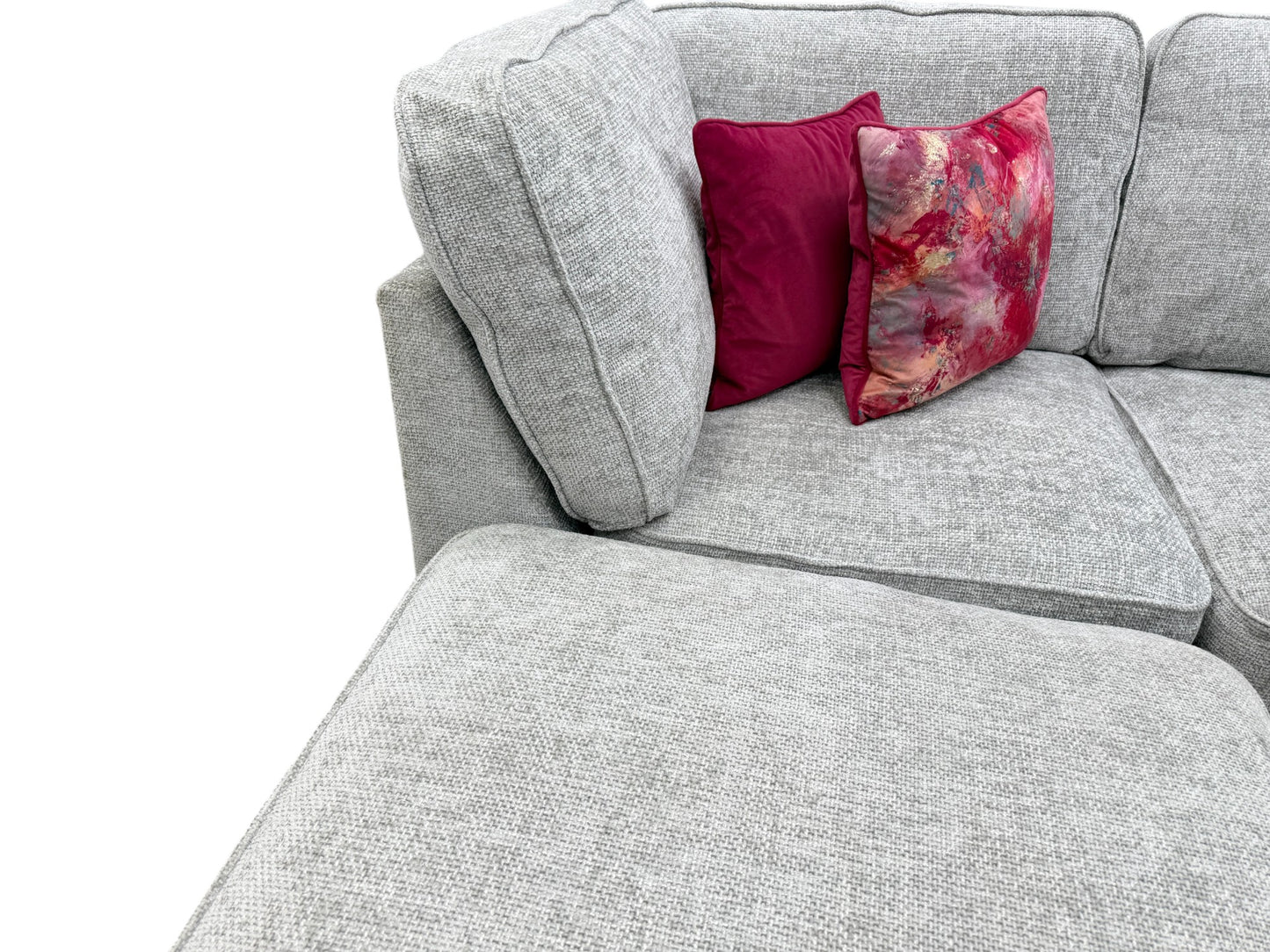 'Emilia' Silver Fabric Standard U-Shaped Corner Sofa