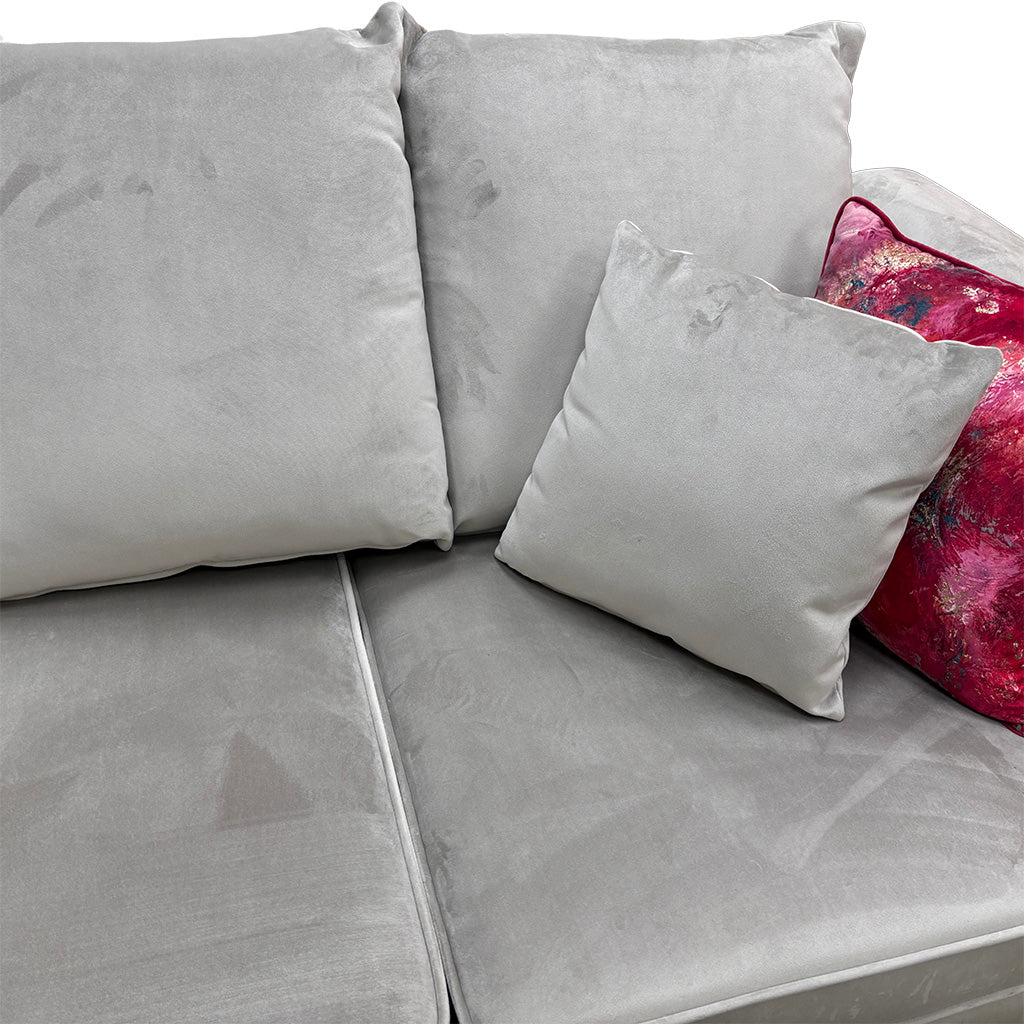 ‘Shaun’ Silver Velvet 4 Piece Modular Scatter Back Corner Sofa