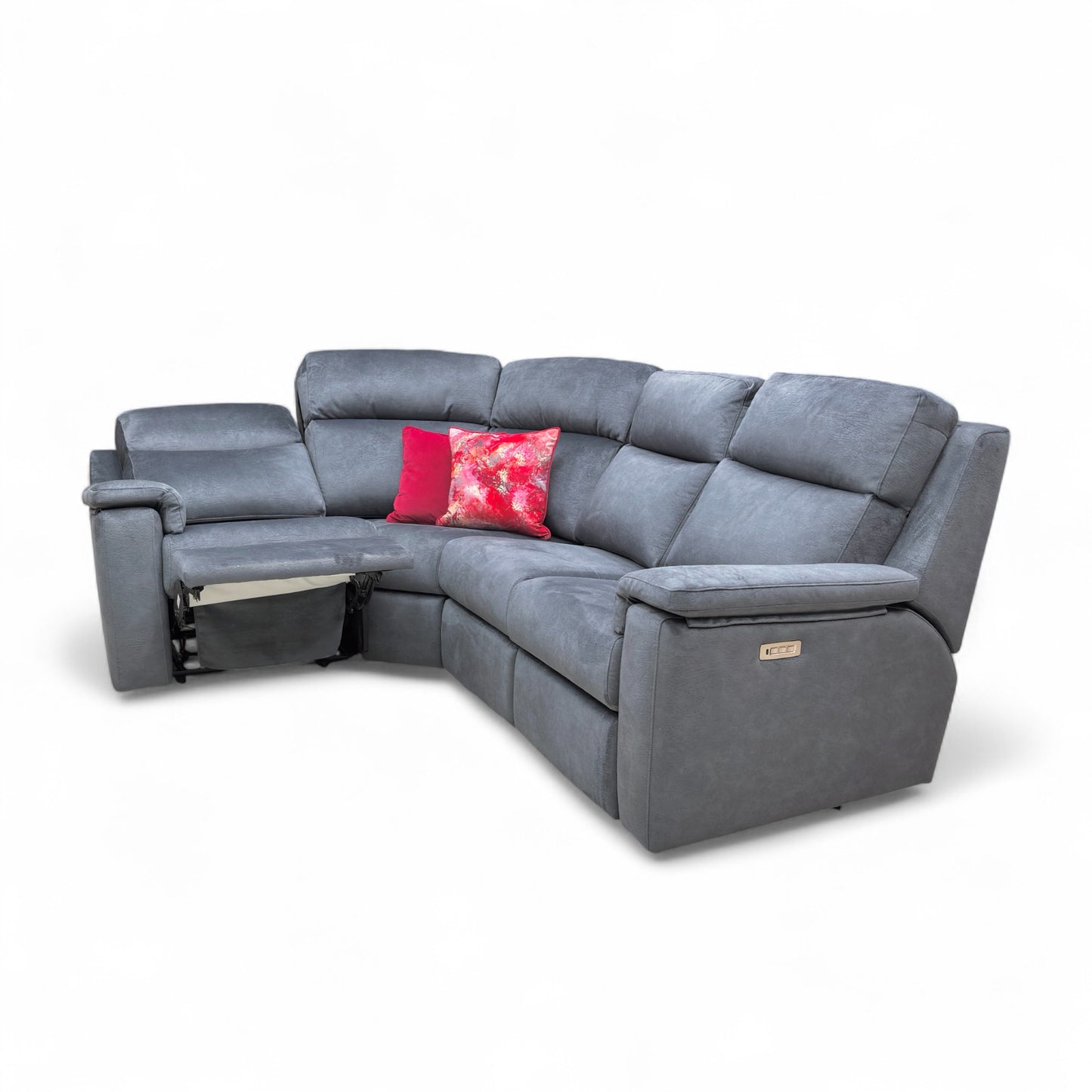 ‘Thornbury’ A026 Prama Midnight Velvet Small Right Hand Facing Power Recliner Corner Sofa with Power Headrests and Power Lumbar