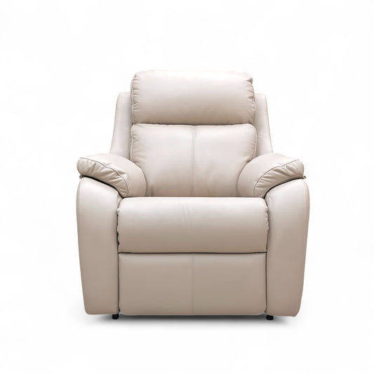 ‘Kingsbury’ L844 Cambridge Plaster Beige Leather Power Recliner Chair with Power Headrest and Power Lumbar