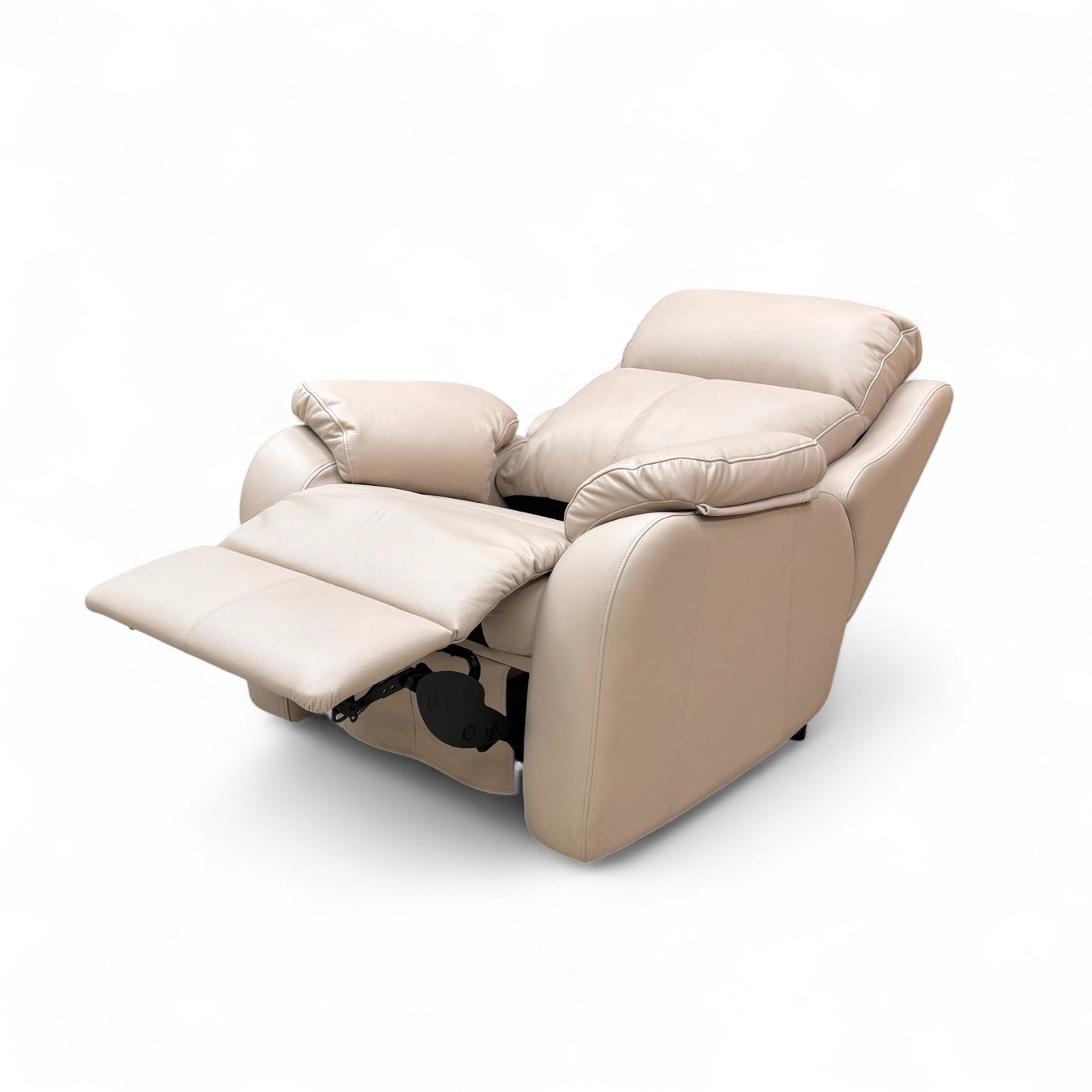 ‘Kingsbury’ L844 Cambridge Plaster Beige Leather Power Recliner Chair with Power Headrest and Power Lumbar