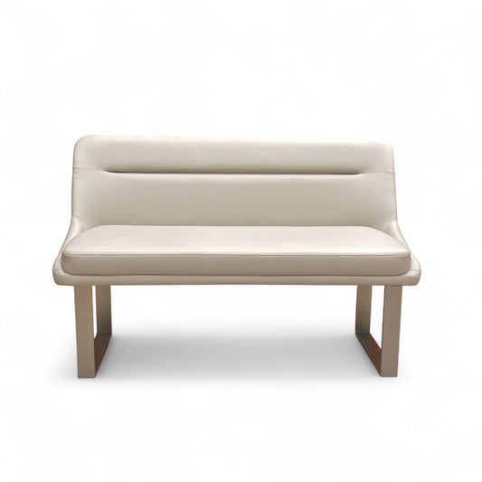 ‘Avorio’ Neutral Faux Leather High Back Dining Bench