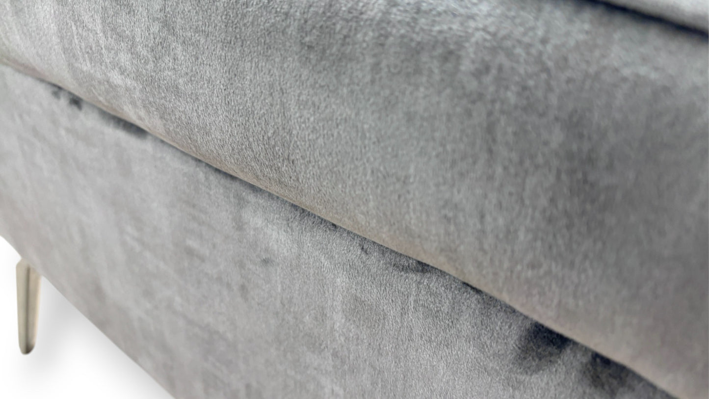 ‘Patrice’ Grey Velvet Footstool