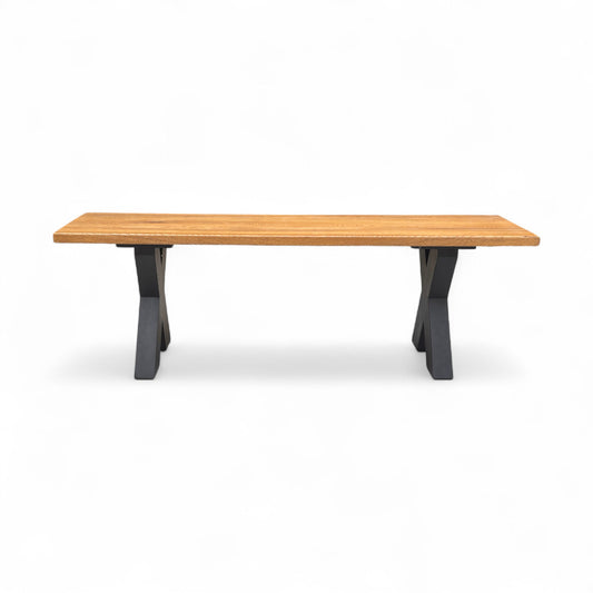 Bodahl ‘Terra’ 01 Oiled Solid Oak Compact 140cm Dining Bench with Metal X-Shaped Legs