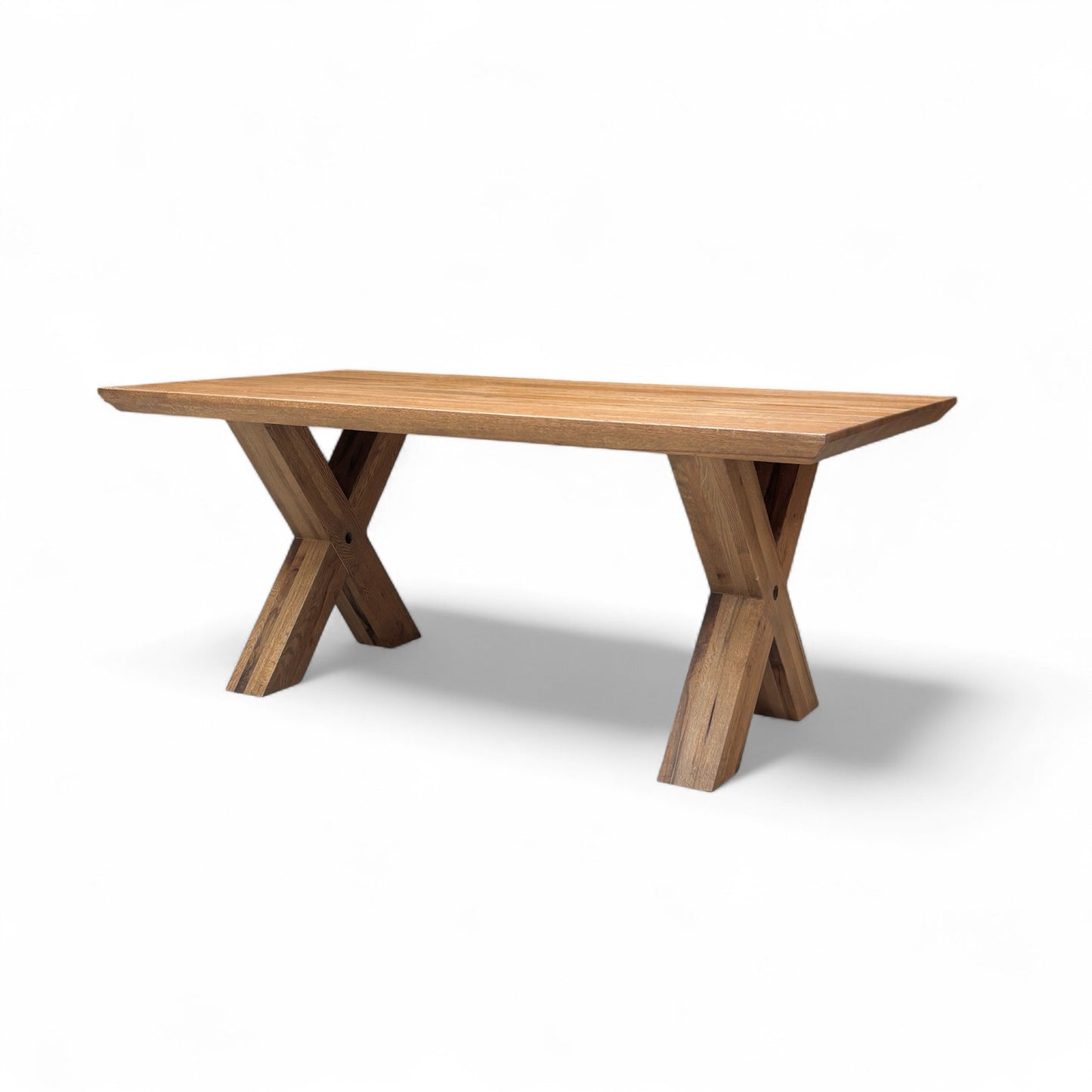 Bodahl ‘Loki’ 04 Desert Solid Oak Swiss Edge 180cm Dining Table with Wooden X-Shaped Legs